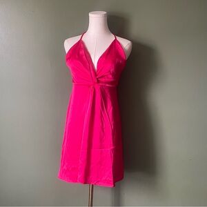Hot pink Y2K halter slip dress